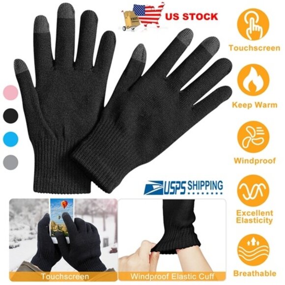 Winter Knit Gloves Touchscreen Outdoor Windproof Cycling Skiing Warm Gloves - Picture 5 of 5